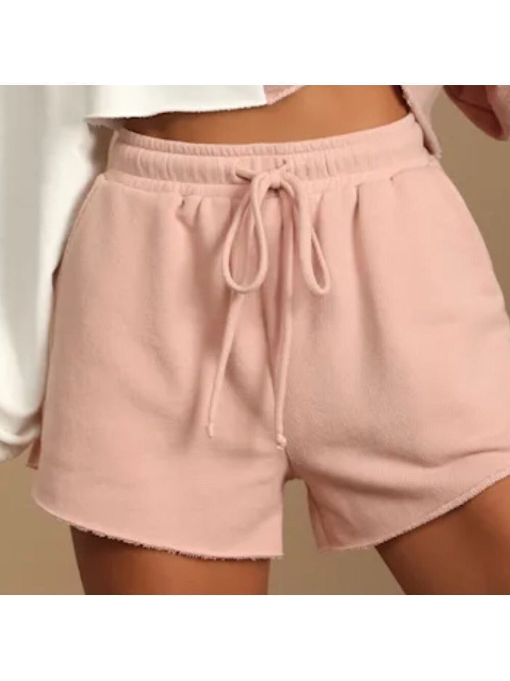 Lulus Leisurely Lifestyle Blush Pink Drawstring Lounge Shorts size Small